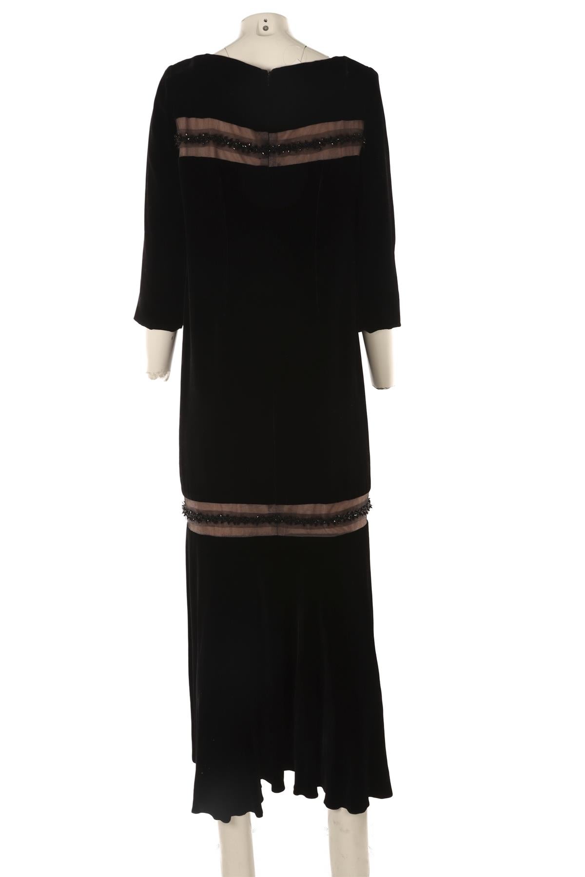JACQUES AZAGURY BLACK VELVET MAXI DRESS UK 12