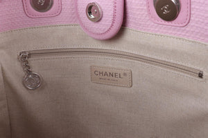 CHANEL PINK 2022 DEAUVILLE SMALL FABRIC TOTE BAG