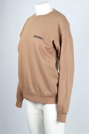 SPRWMN BROWN COTTON BLEND SWEATSHIRT SMALL