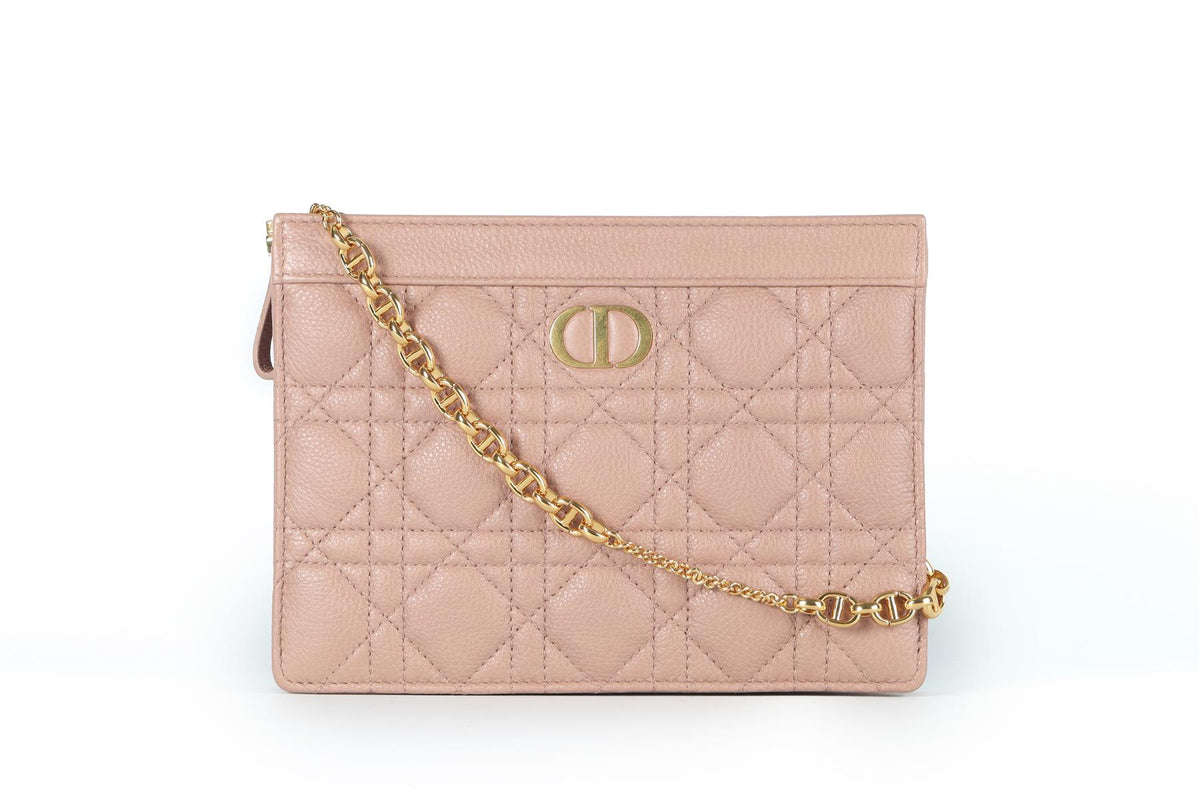 CHRISTIAN DIOR NUDE 2022 CARO CANNAGE LEATHER SHOULDER BAG