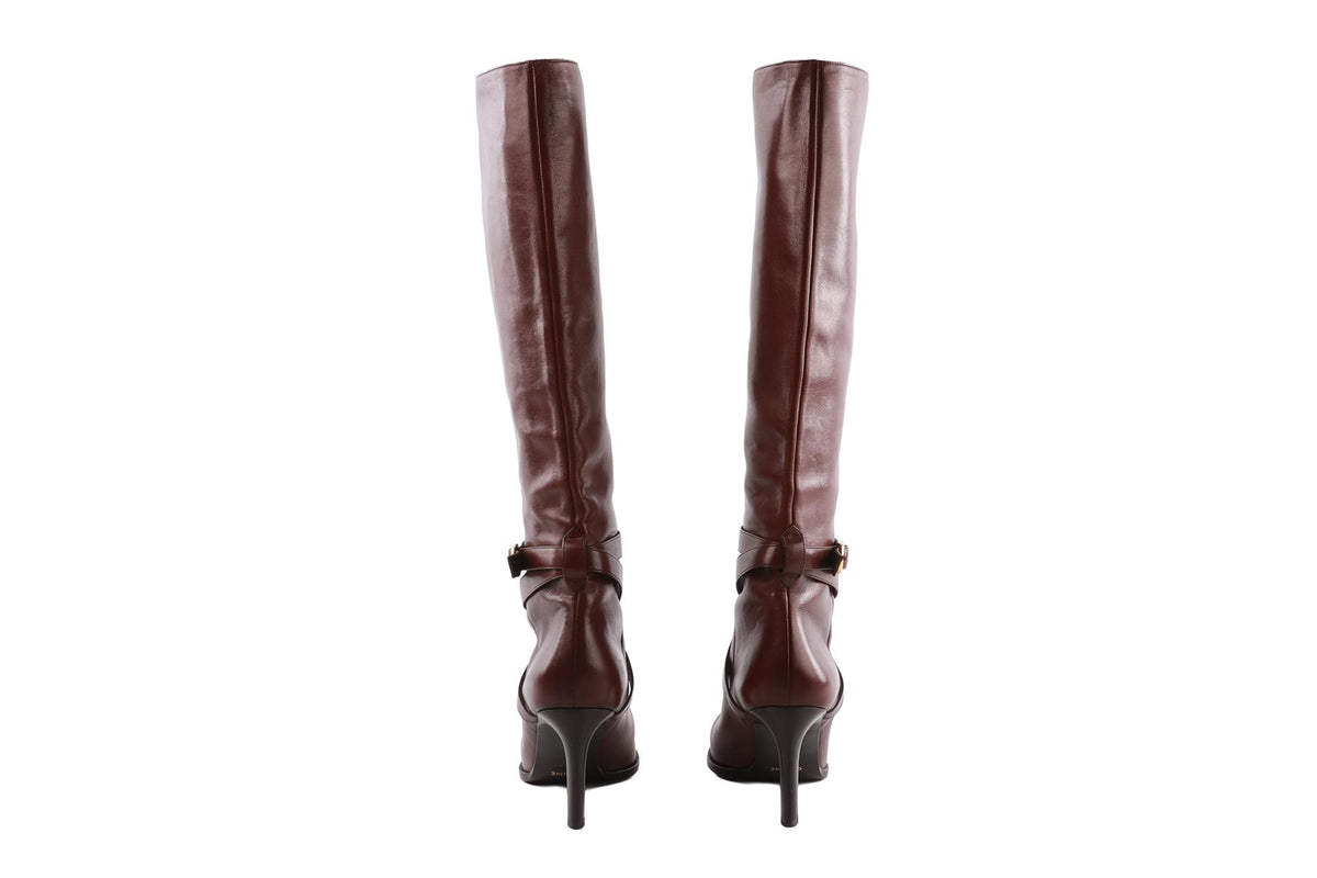 BROWN LEATHER KNEE HIGH BOOTS