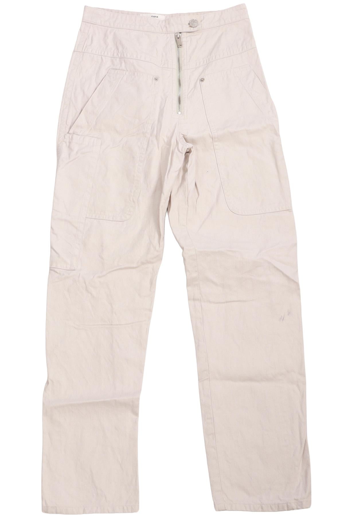 ECRU COTTON STRAIGHT LEG PANTS