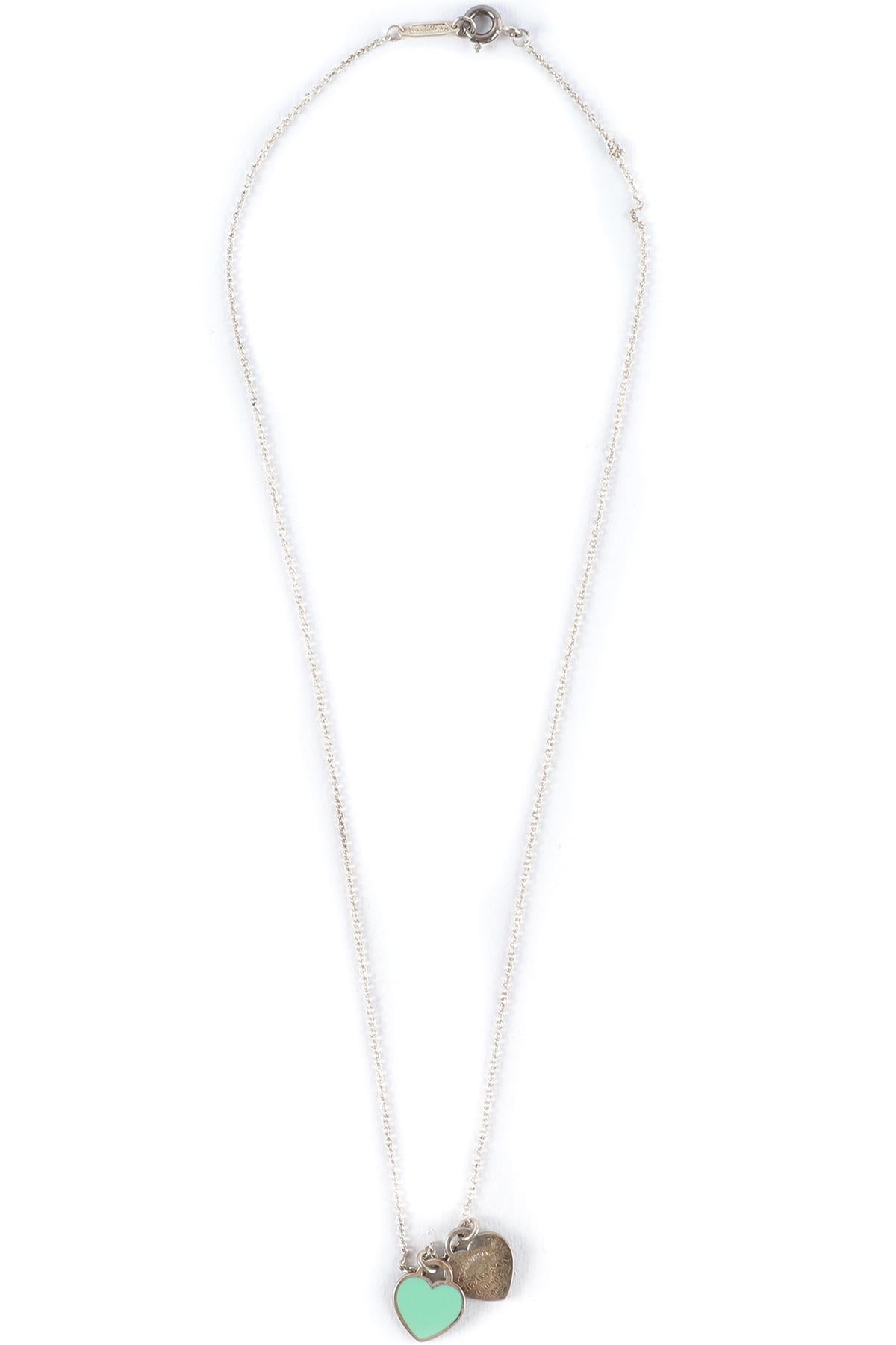 Tiffany & Co Blue Double Heart Sterling Silver Chain Necklace