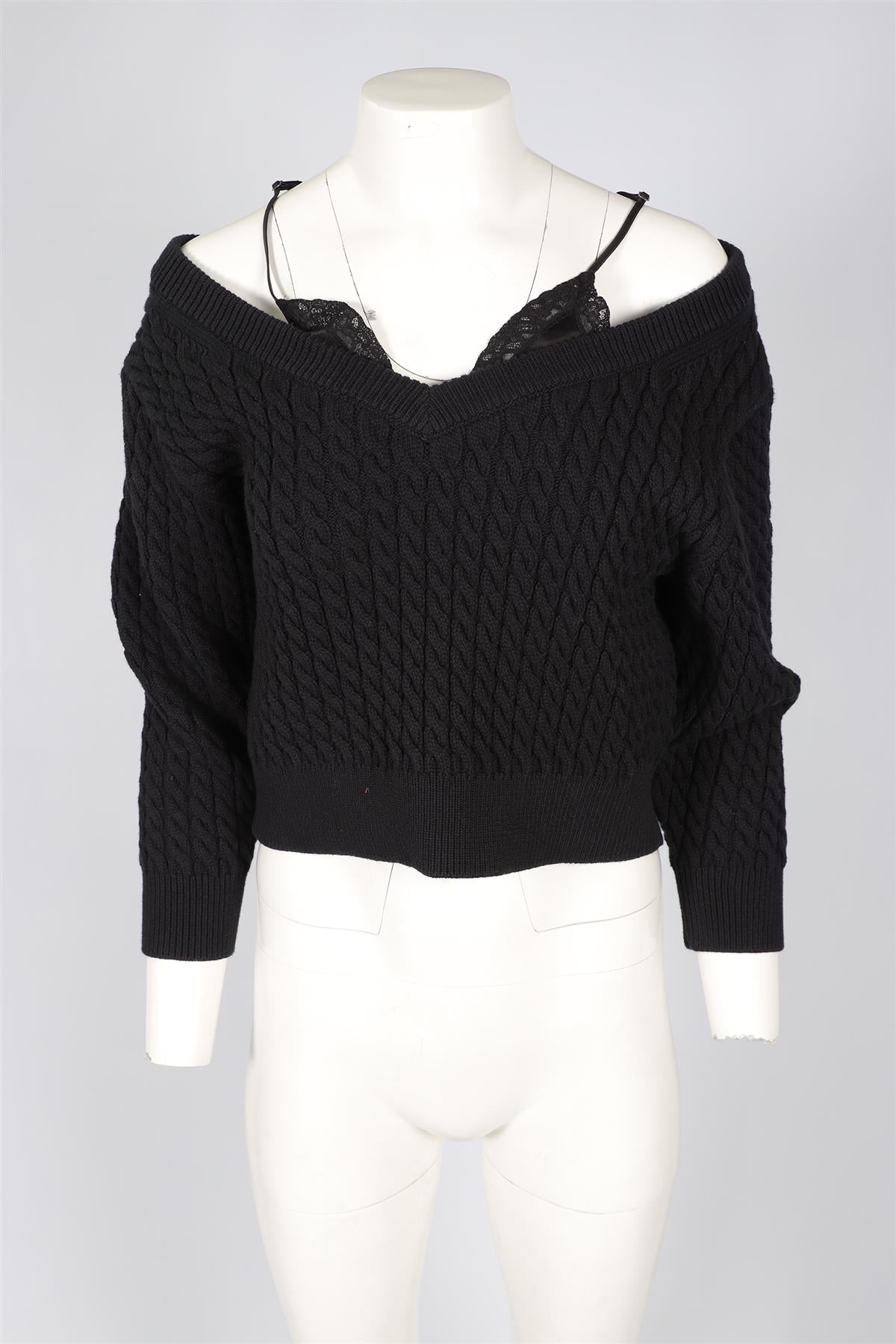 T BY ALEXANDER WANG BLACK WOOL TOP X-SMALL