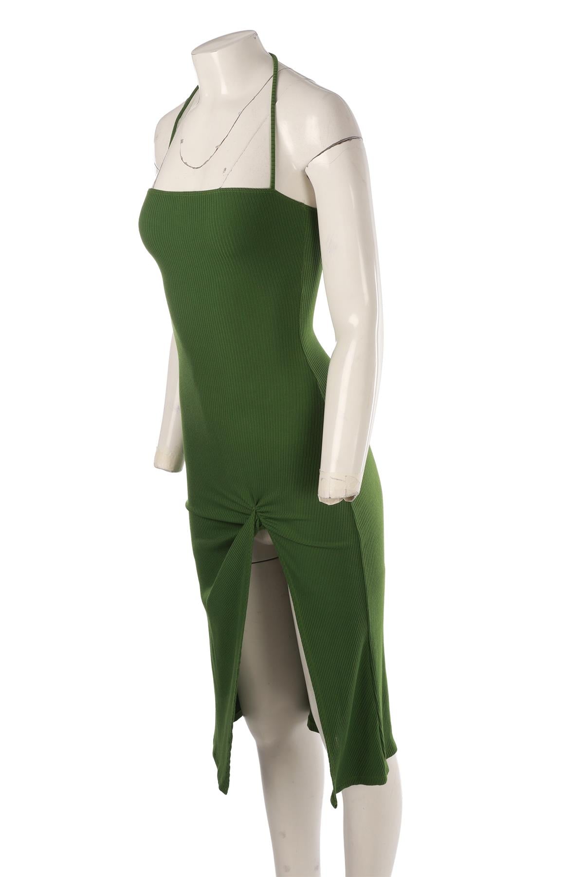 GREEN JERSEY MIDI DRESS