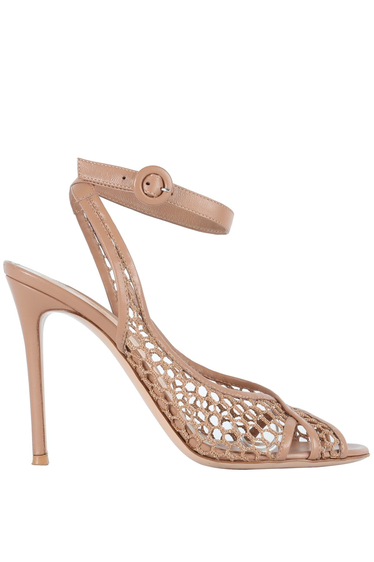 GIANVITO ROSSI NUDE MESH SANDALS EU 39.5 UK 6.5 US 9.5