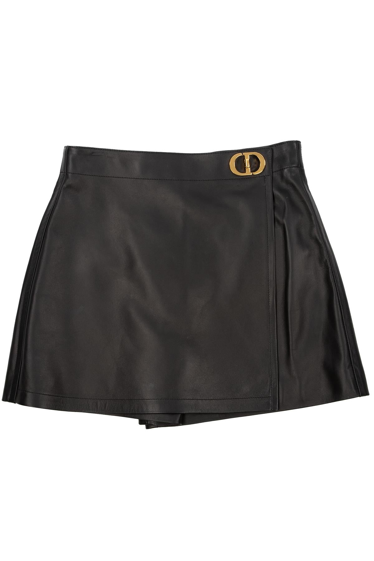 CHRISTIAN DIOR BLACK CD LEATHER MINI SKORT FR 38 UK 10