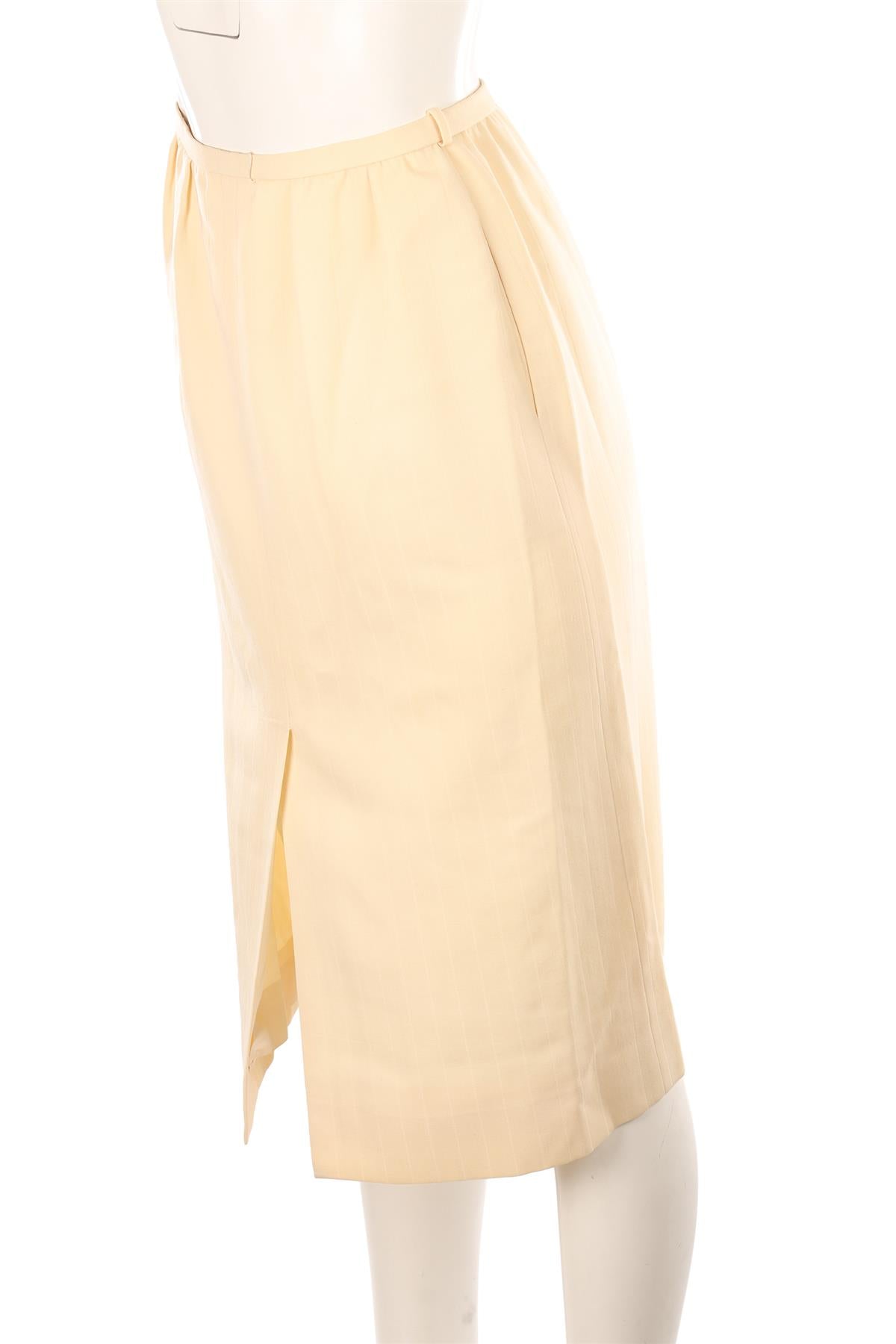CHRISTIAN DIOR IVORY 1977 WOOL BLAZER, SHIRT AND SKIRT SET