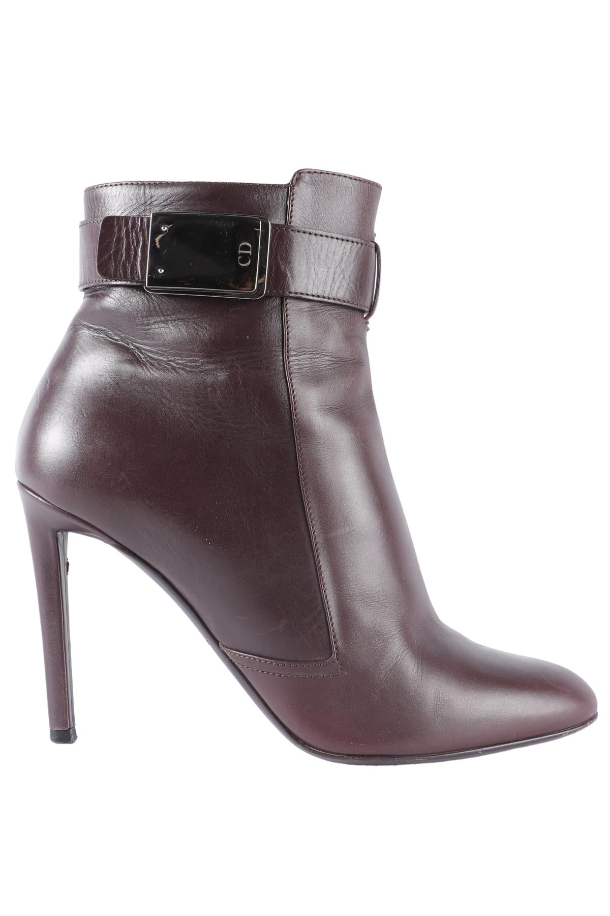 CHRISTIAN DIOR BROWN LEATHER ANKLE BOOTS EU 39 UK 6 US 9