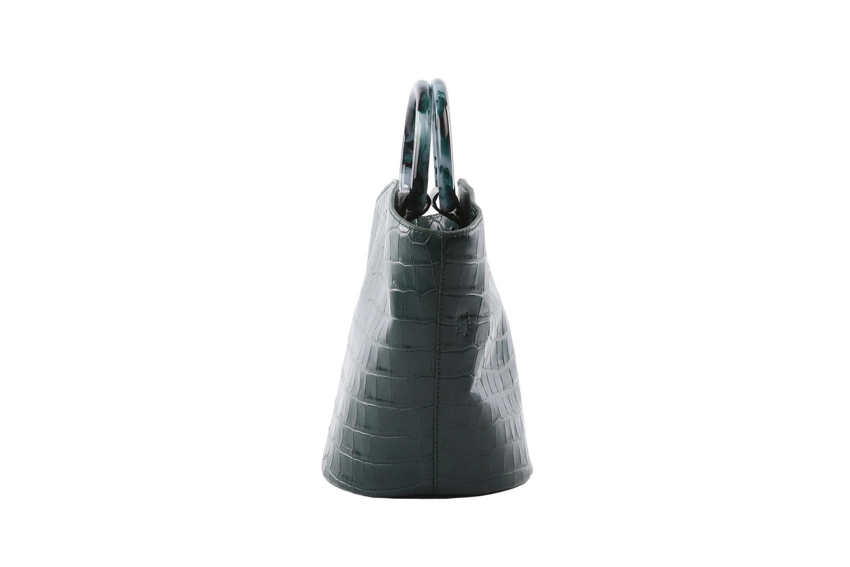 GREEN LEATHER TOTE BAG
