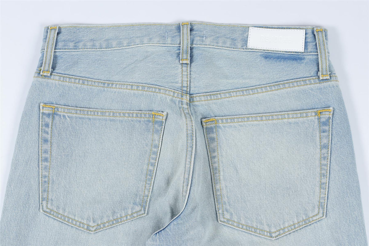 RE/DONE BLUE HIGH RISE WIDE LEG JEANS W25 UK 6-8
