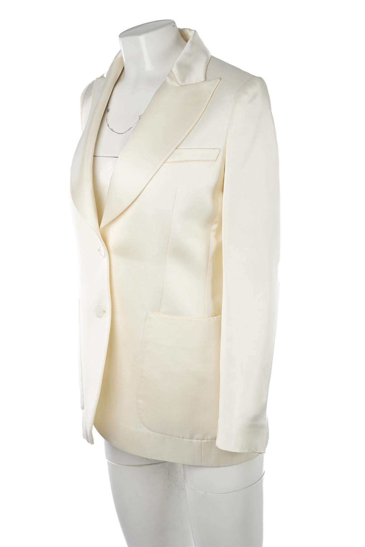 BELLA FREUD IVORY SATIN BLAZER UK 8