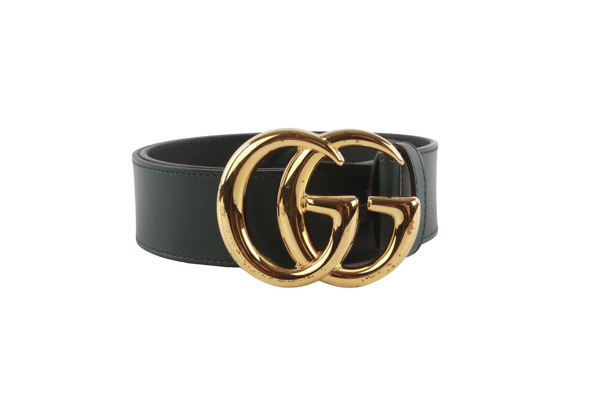 GUCCI GREEN GG LEATHER WAIST BELT 80CM