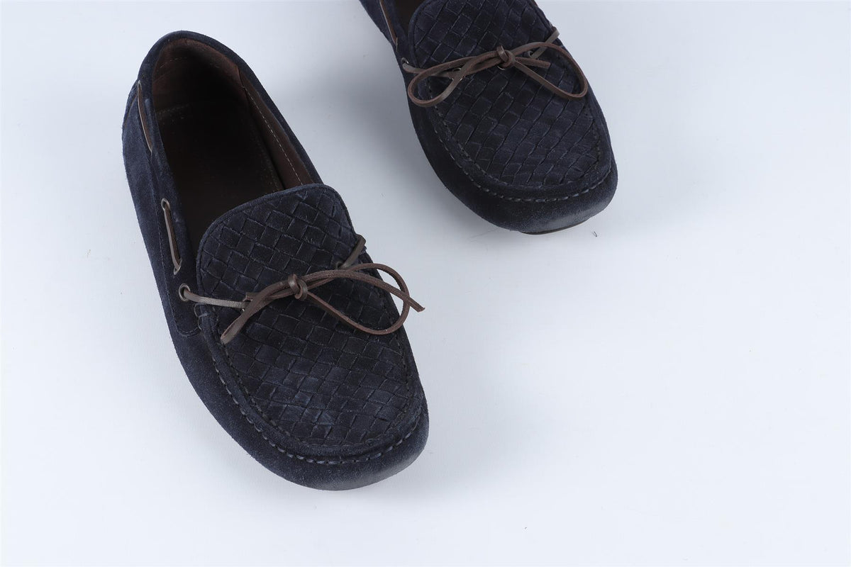 BOTTEGA VENETA NAVY MEN'S INTRECCIATO SUEDE LOAFERS EU 43.5 UK 9.5 US 10.5