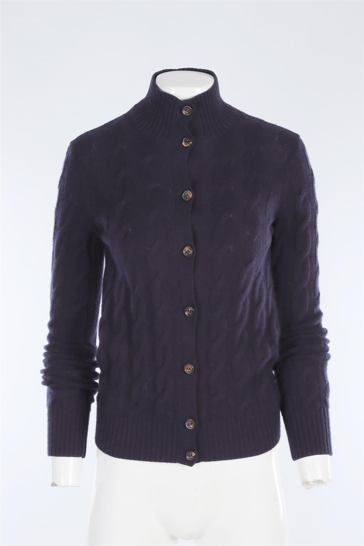 LORO PIANA NAVY CASHMERE CARDIGAN IT 38 UK 6