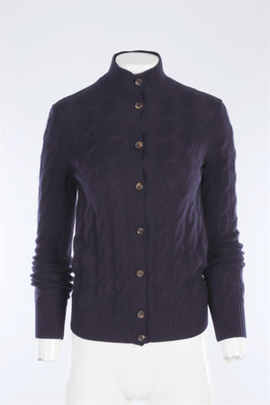 LORO PIANA NAVY CASHMERE CARDIGAN IT 38 UK 6