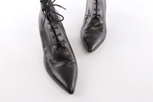 SAINT LAURENT BLACK LEATHER ANKLE BOOTS EU 40 UK 7 US 10