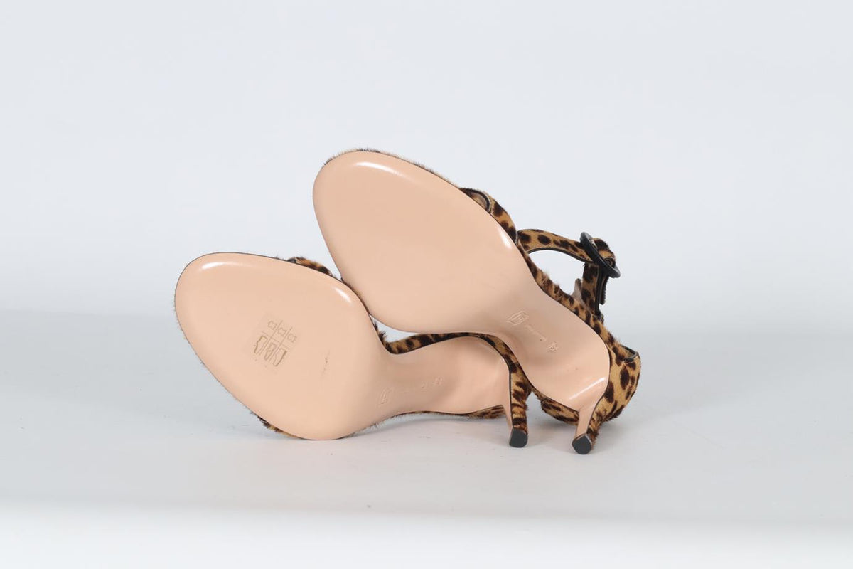 GIANVITO ROSSI CALF HAIR AND LEATHER SANDALS EU 38.5 UK 5.5 US 8.5