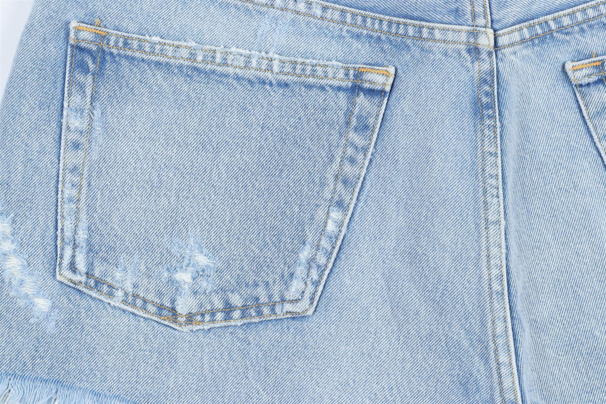 AGOLDE BLUE HIGH RISE DENIM SHORTS W30 UK 12