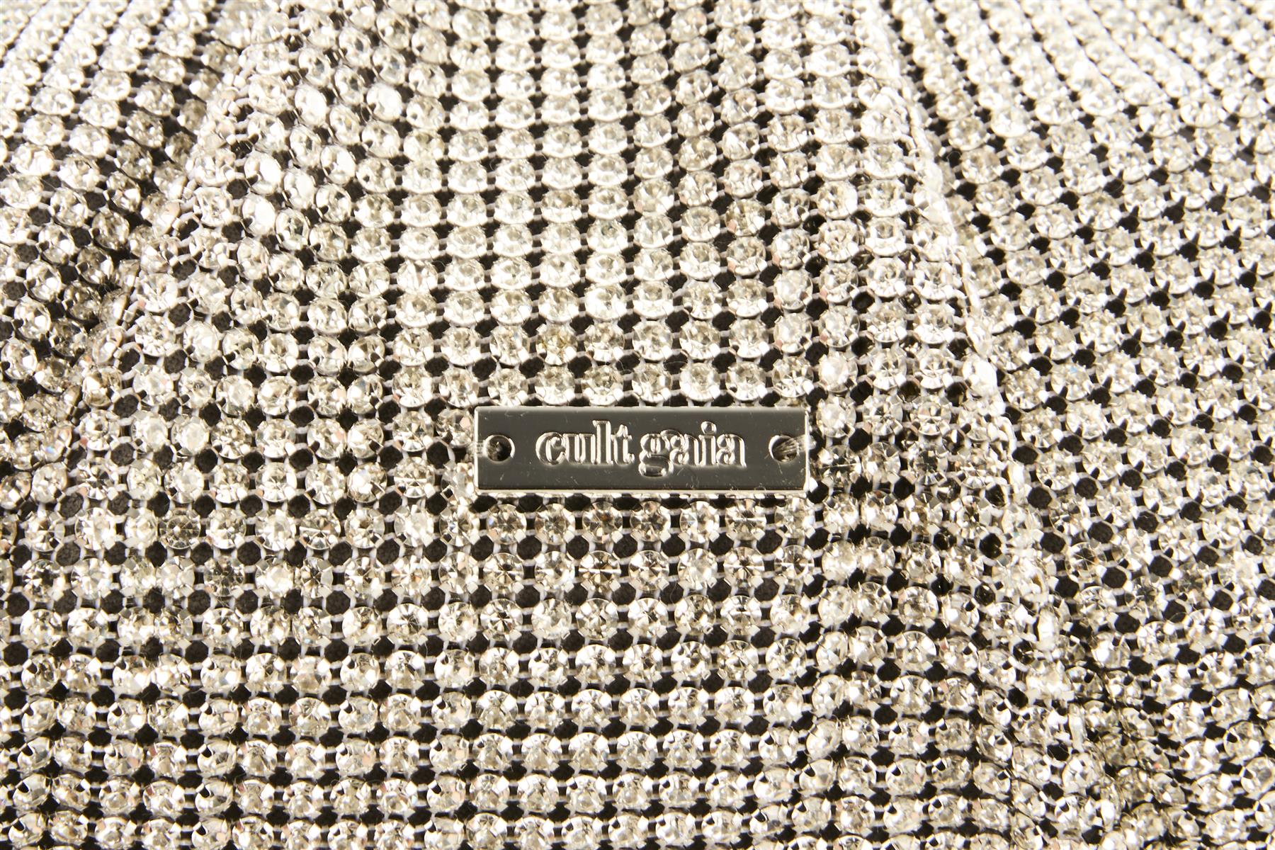 CULT GAIA SILVER JAALA CRYSTAL CLUTCH