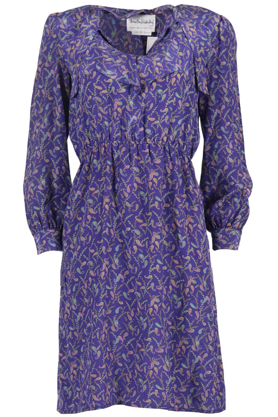 DIANE VON FURSTENBERG VINTAGE PRINTED SILK MIDI DRESS SMALL