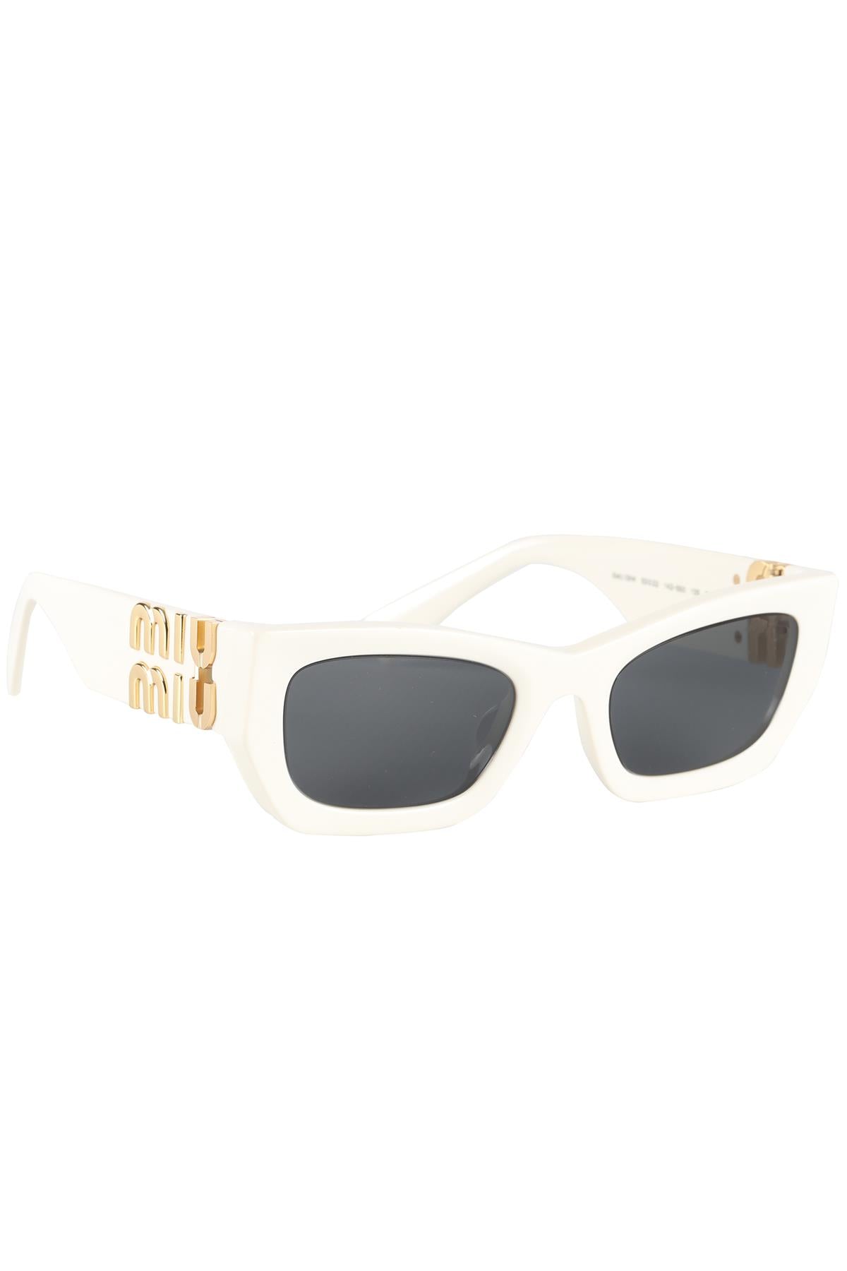 MIU MIU WHITE RECTANGLE FRAME ACETATE SUNGLASSES