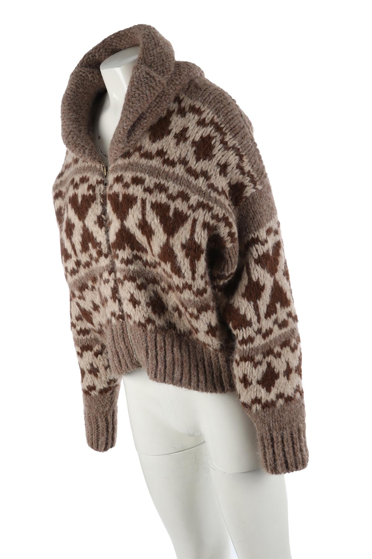 FRAME BROWN ALPACA CARDIGAN SMALL