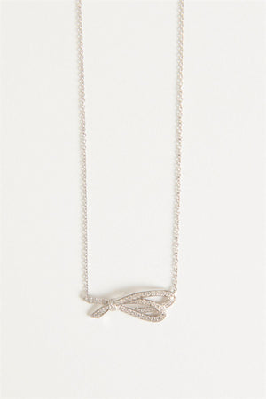 TIFFANY & CO. BOW 18K WHITE GOLD AND DIAMOND NECKLACE