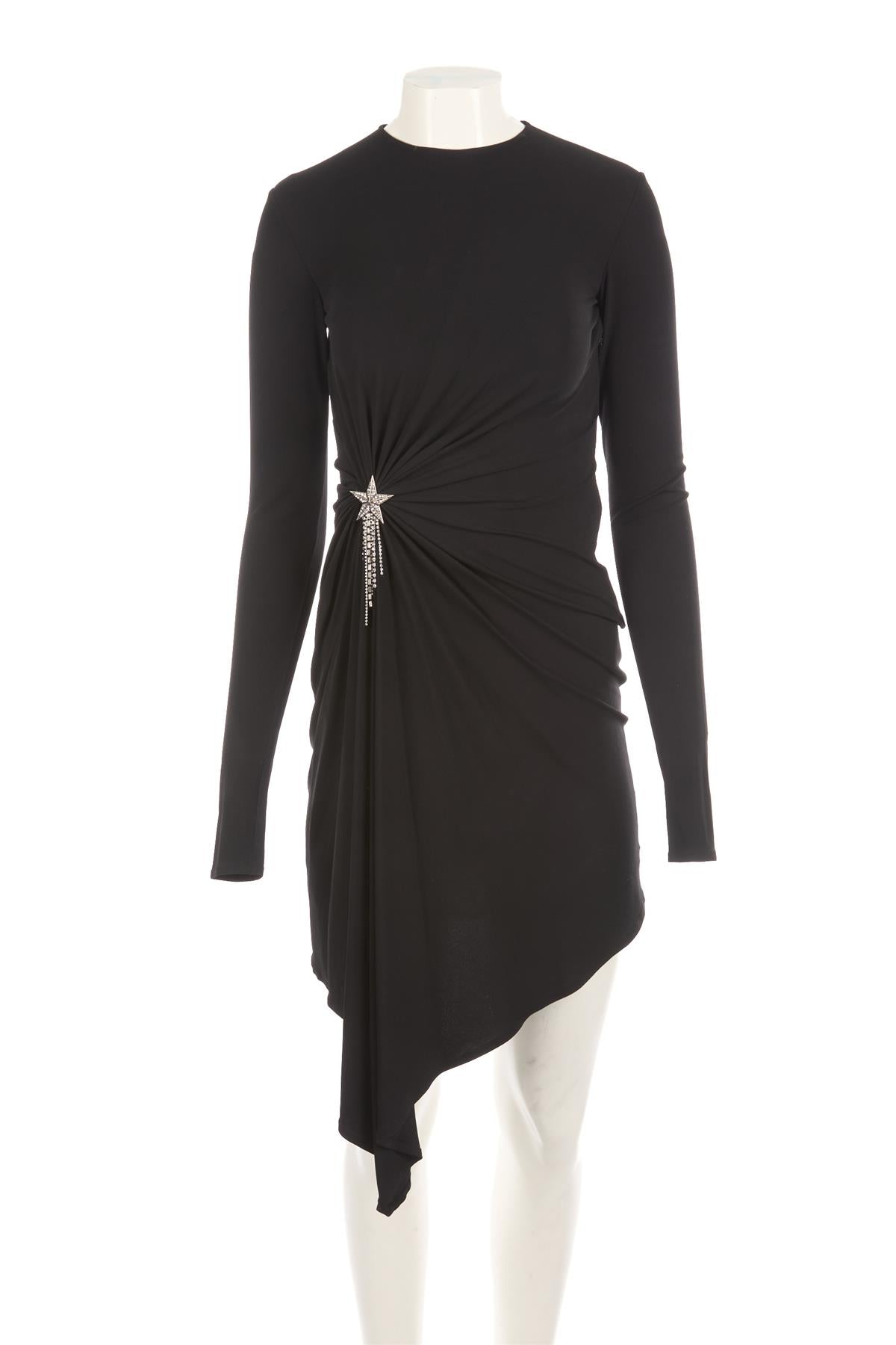 SAINT LAURENT BLACK JERSEY MINI DRESS FR 34 UK 6