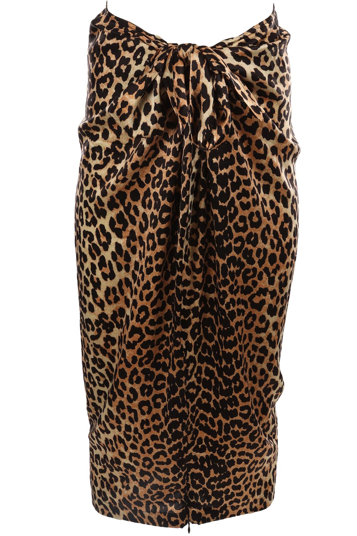 GANNI BROWN SILK MIDI SKIRT DE 38 UK 10