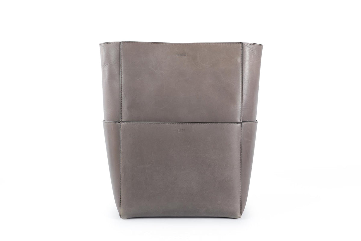 CELINE GREY SANGLE LEATHER SHOULDER BAG