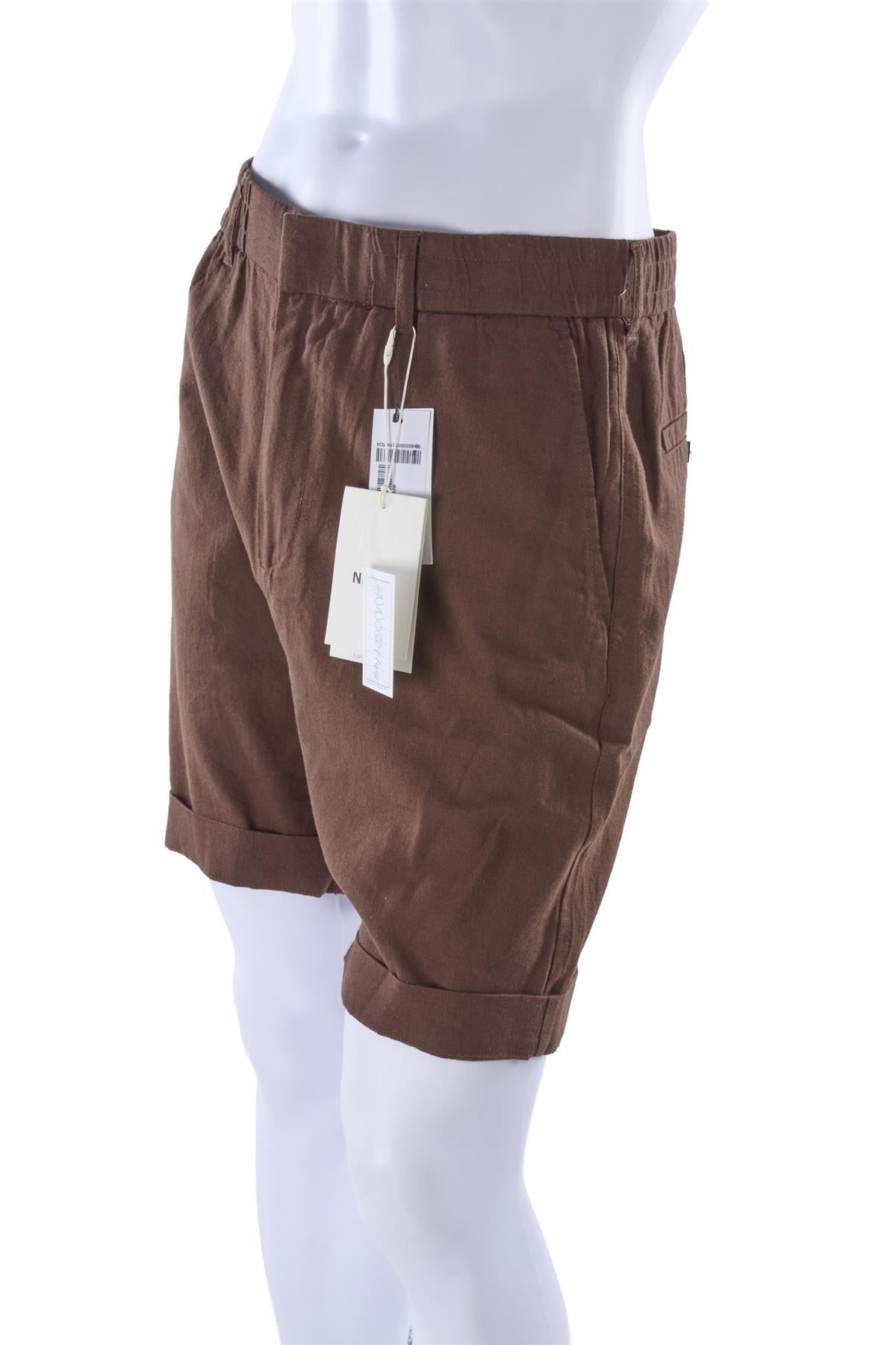 BROWN MEN'S LINEN SHORTS
