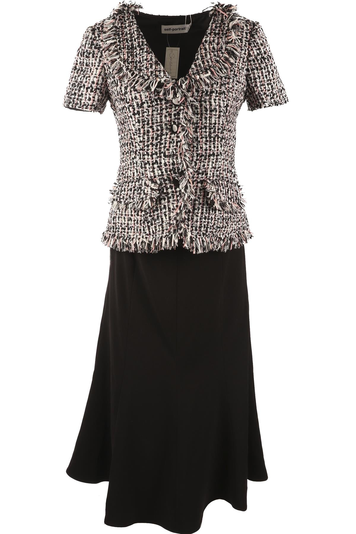SELF-PORTRAIT BLACK CREPE MAXI DRESS UK 8