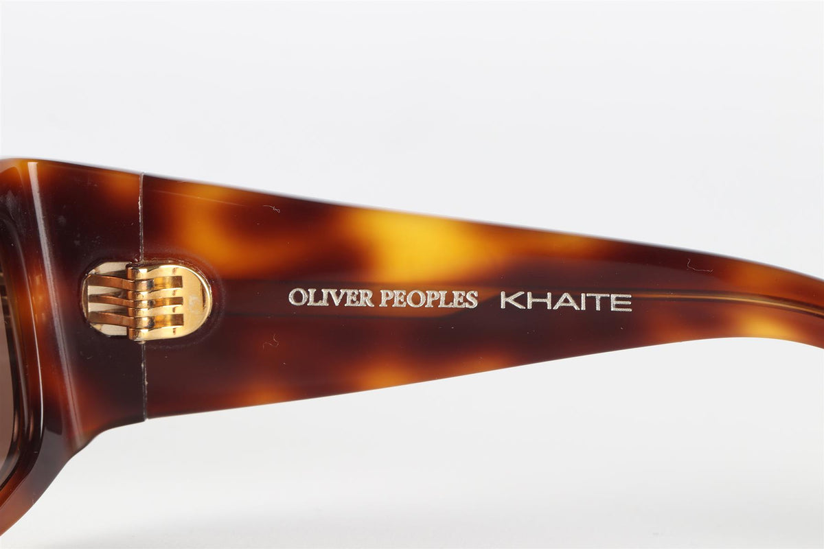 OLIVER PEOPLES + KHAITE BROWN RECTANGLE FRAME ACETATE SUNGLASSES