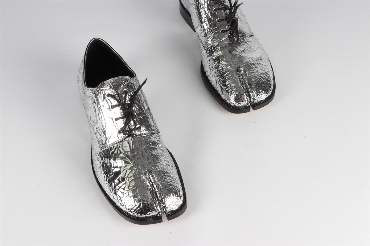MAISON MARGIELA SILVER TABI LEATHER LOAFERS EU 39.5 UK 6.5 US 9.5