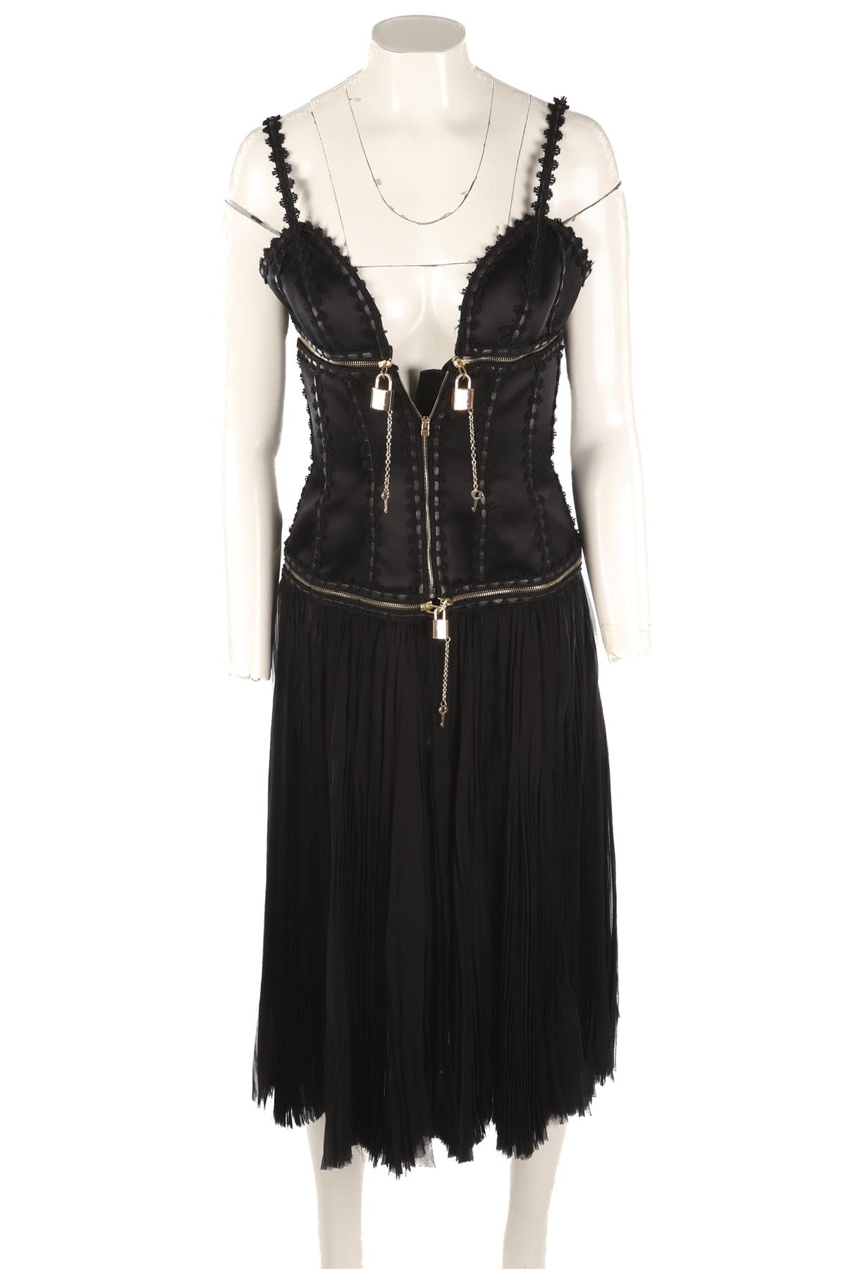 ALEXANDER MCQUEEN BLACK 2003 SILK MIDI DRESS IT 40 UK 8