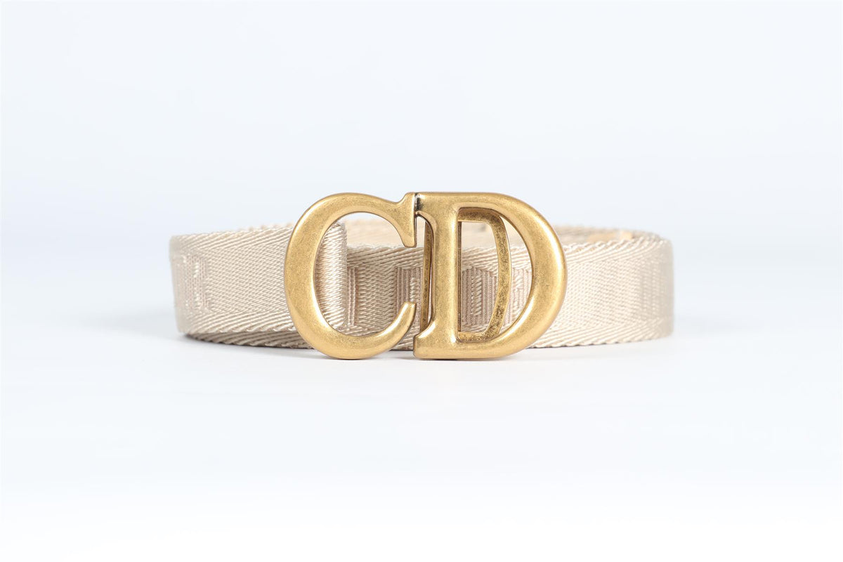 CHRISTIAN DIOR BEIGE CD FABRIC WAIST BELT ONE SIZE