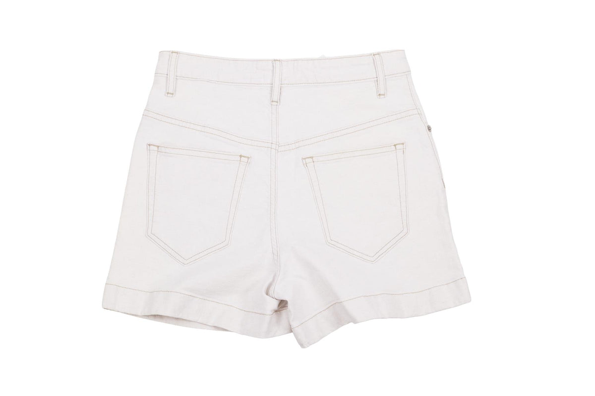 CREAM DENIM SHORTS