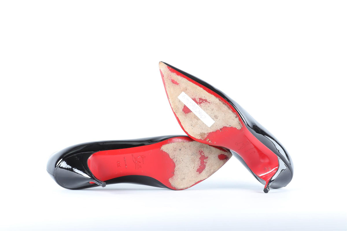 CHRISTIAN LOUBOUTIN BLACK PATENT LEATHER PUMPS EU 41.5 UK 8.5 US 11.5