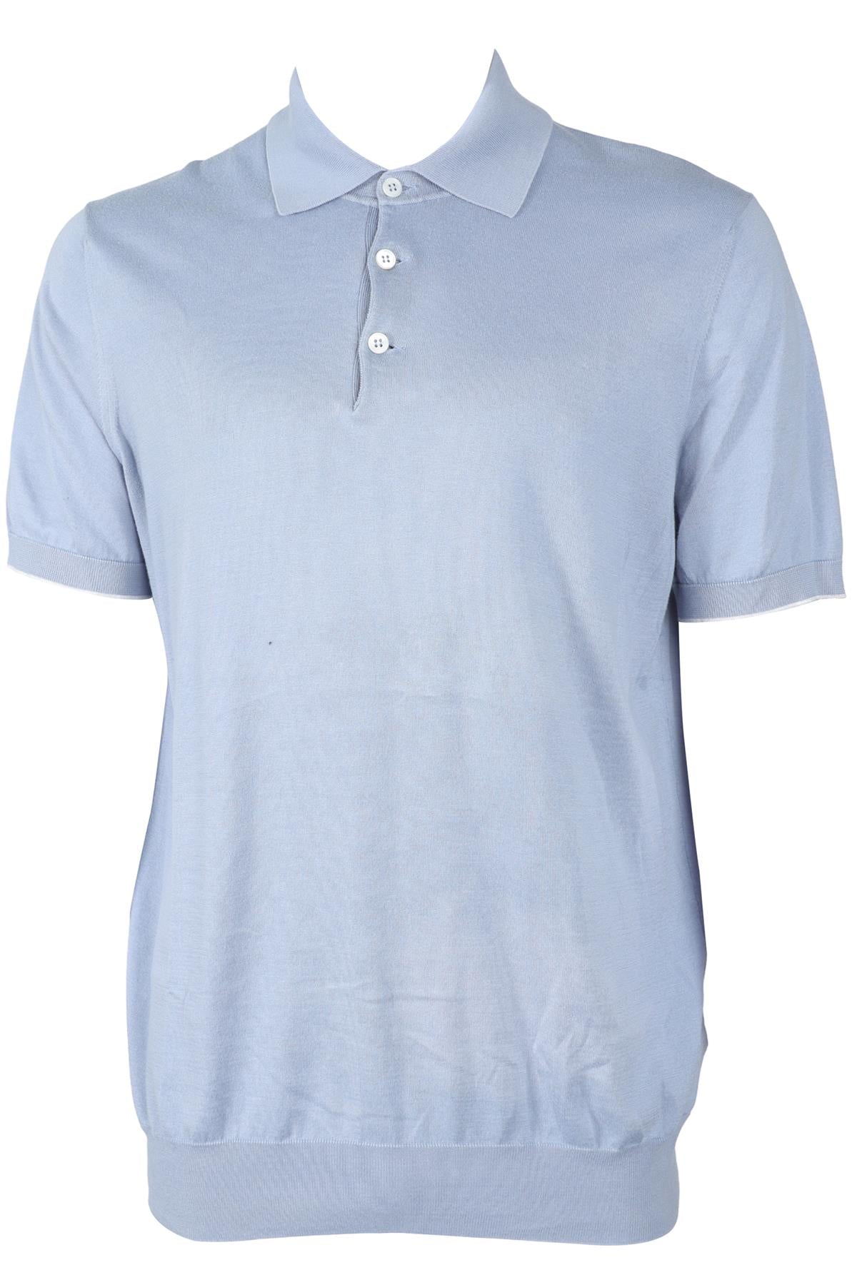 BRUNELLO CUCINELLI BLUE MEN'S COTTON POLO SHIRT IT 54 UK 44