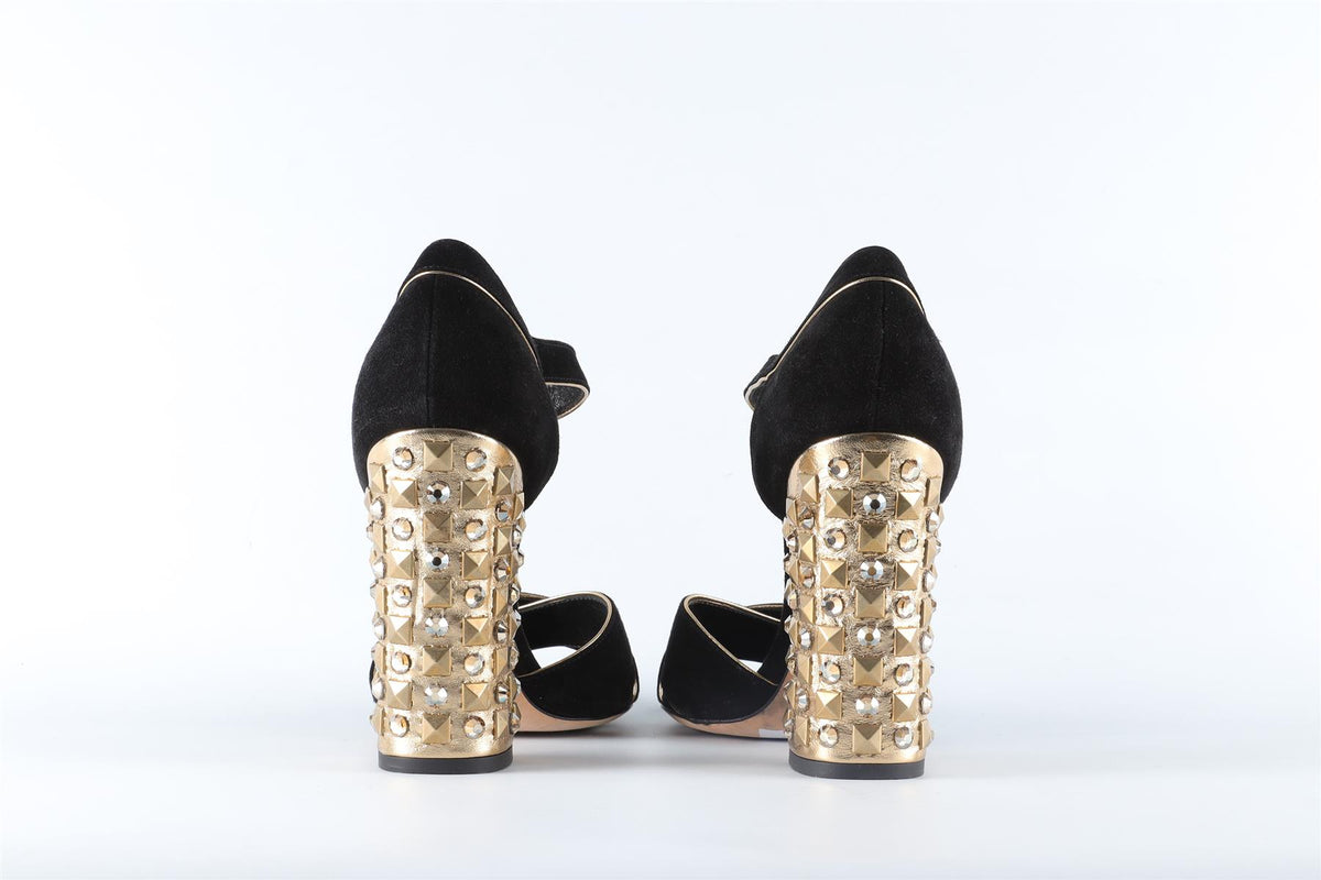 DOLCE & GABANNA BLACK SUEDE SANDALS EU 39.5 UK 6.5 US 9.5