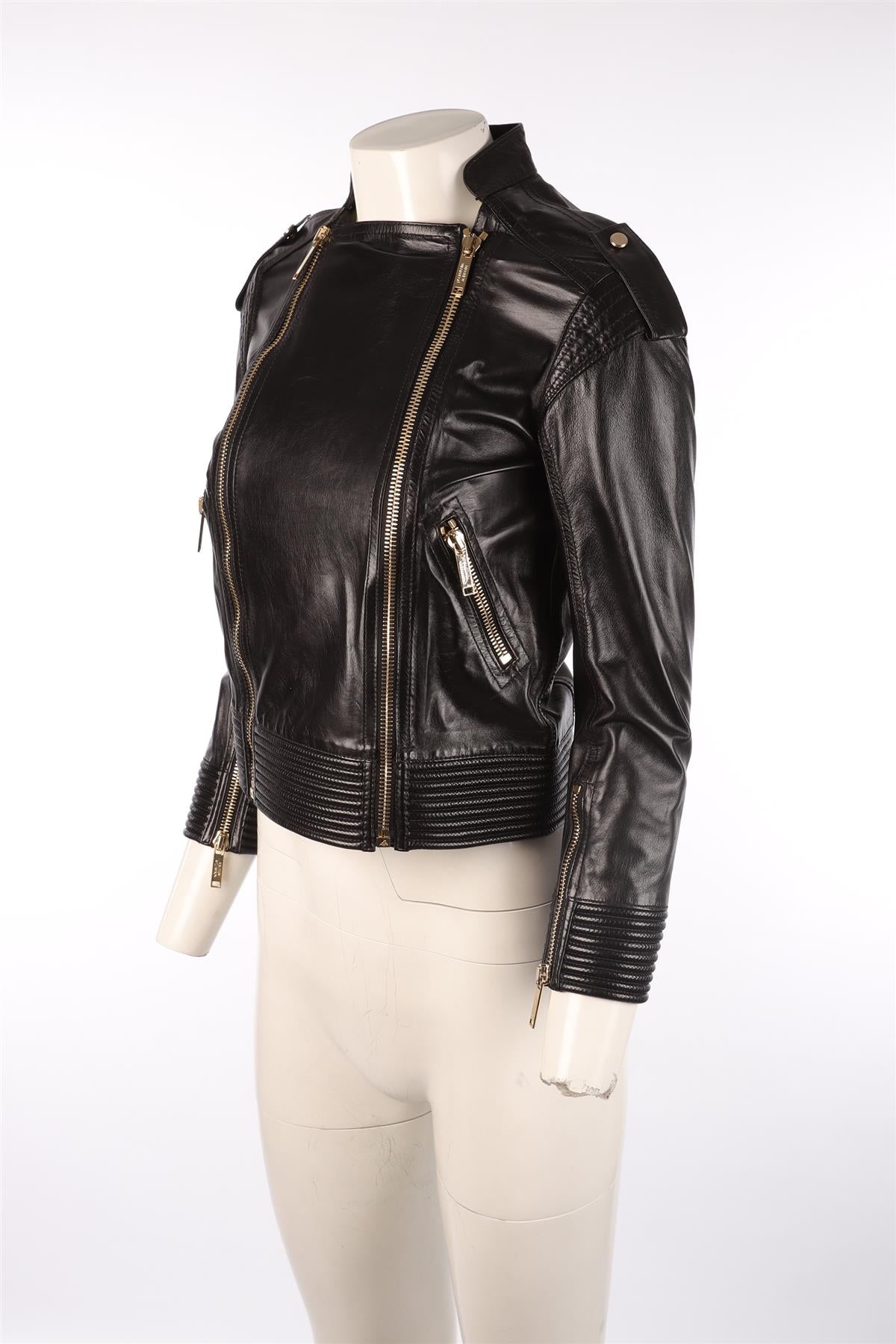 MATTHEW WILLIAMSON BLACK LEATHER JACKET UK 8