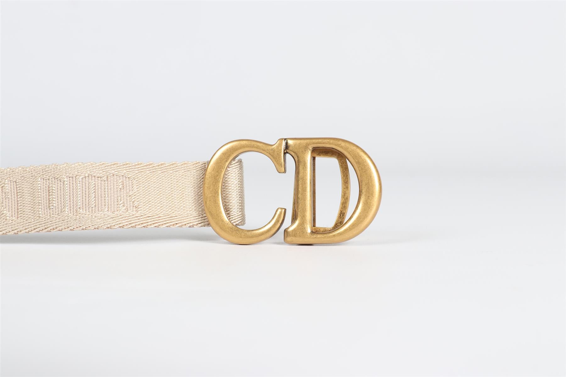 CHRISTIAN DIOR BEIGE CD FABRIC WAIST BELT ONE SIZE