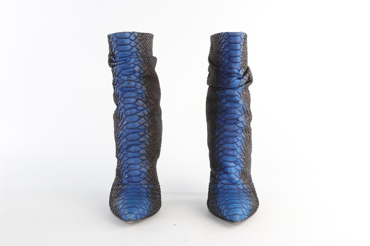 GIUSEPPE ZANOTTI BLUE PYTHON ANKLE BOOTS