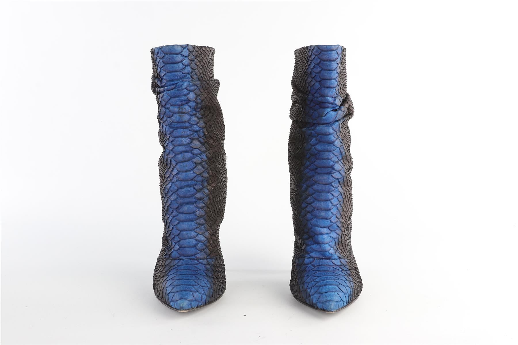 GIUSEPPE ZANOTTI BLUE PYTHON ANKLE BOOTS