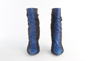 GIUSEPPE ZANOTTI BLUE PYTHON ANKLE BOOTS