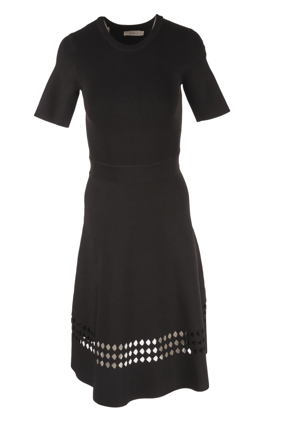 A.L.C. BLACK KNIT MIDI DRESS XSMALL