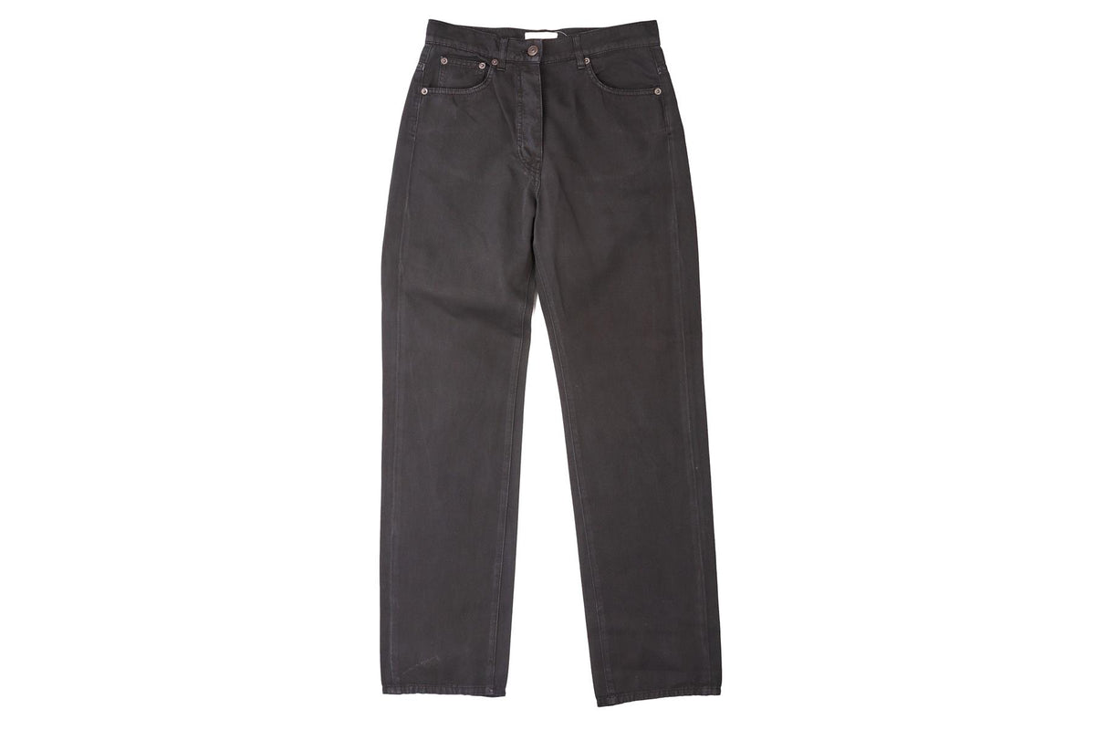 BLACK COTTON STRAIGHT LEG PANTS