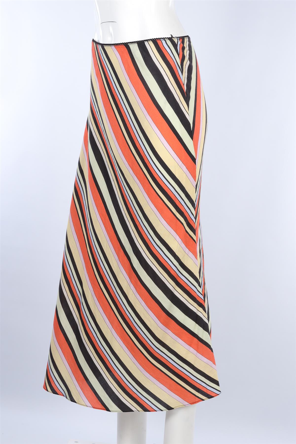 RIXO MULTI LINEN MAXI SKIRT UK 14