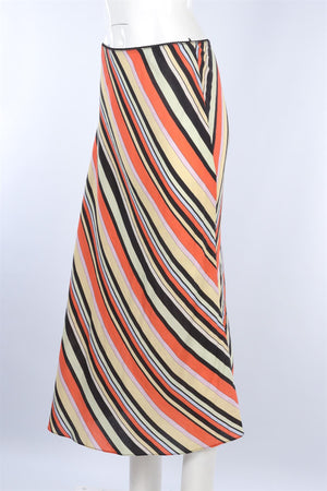 RIXO MULTI LINEN MAXI SKIRT UK 14